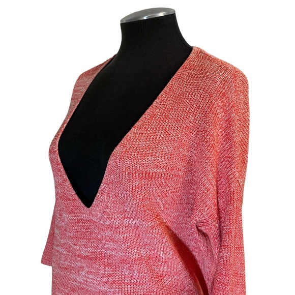 Express - Coral Oversized V-Nek Dolman Sleeve Cotton Sweater – Small - Picture 8 of 10